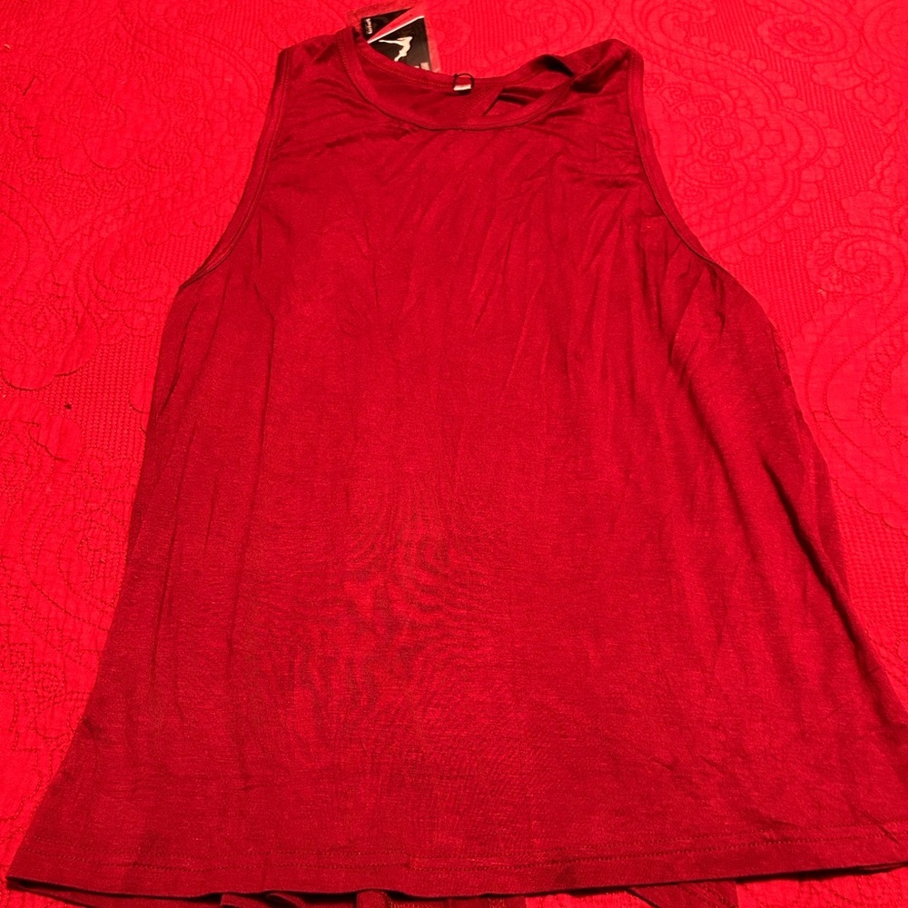 Burgundy open back yoga/workout tank
